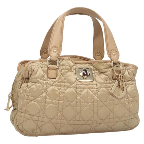 DIOR Canage Hand Bag Nylon Beige Gold - Picture 1 of 14
